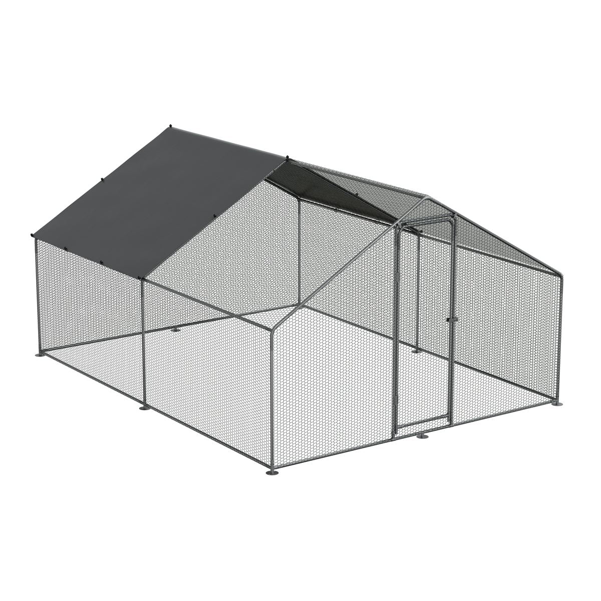 Dellonda Walk-In Galvanized Steel Chicken Run with Roof Cover & PVC Coated Chicken Wire
