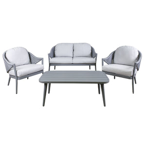 Dellonda Echo Aluminium Outdoor Garden Sofa  Chair & Coffee Table Set 4 Piece