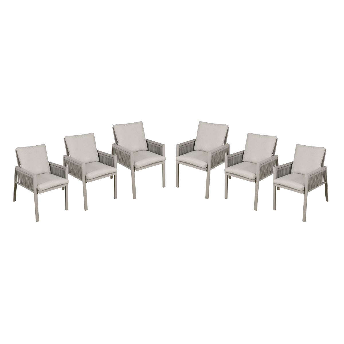 Dellonda Fusion Garden/Patio Dining Chairs with Armrests 6pc - Light Grey