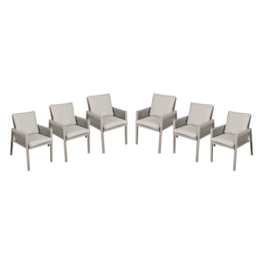 Dellonda Fusion Garden/Patio Dining Chairs with Armrests 6pc - Light Grey