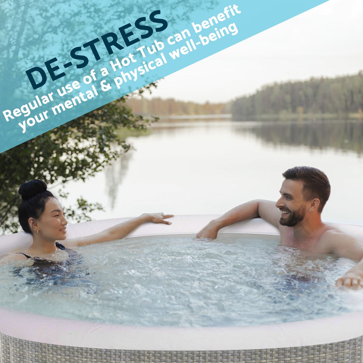Dellonda 2-4 Person Inflatable Hot Tub/Spa with Smart Pump - Rattan Effect