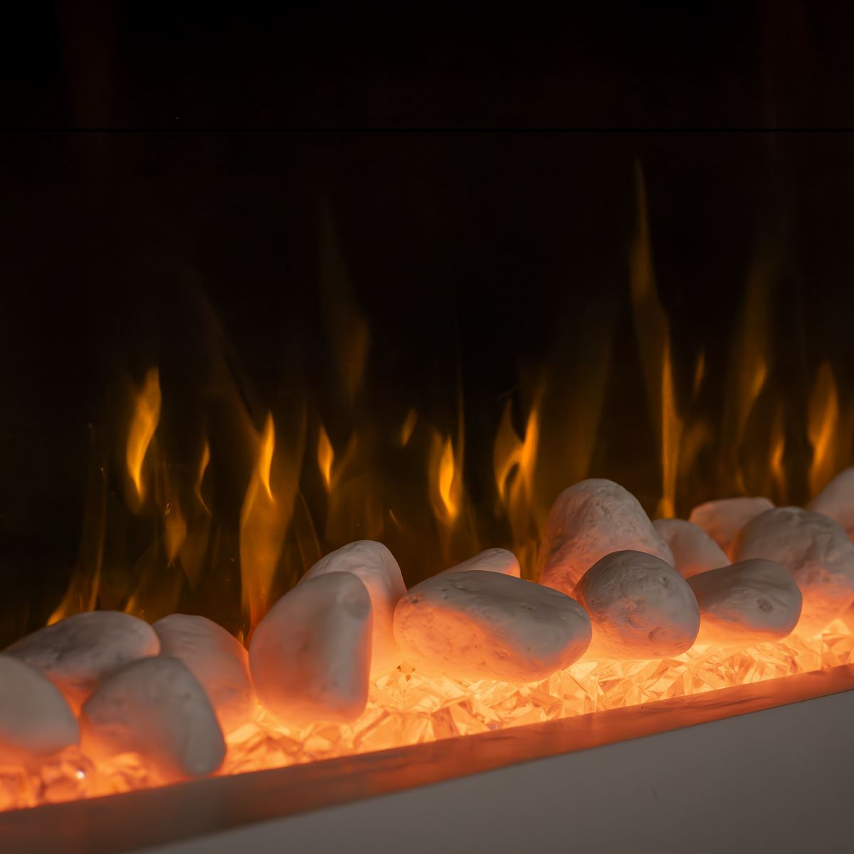 Baridi Wall Mounting Electric Fireplace with LED Flame Effect 52" - Grey