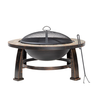 Dellonda 76cm Deluxe Traditional Style Fire Pit/Fireplace/Outdoor Heater - Slate
