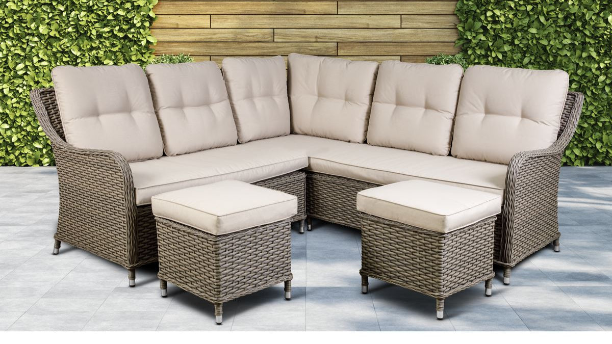 Dellonda Chester Rattan Wicker Corner Sofa 5 Seat Outdoor Furniture