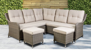 Dellonda Chester Rattan Wicker Corner Sofa 5 Seat Outdoor Furniture