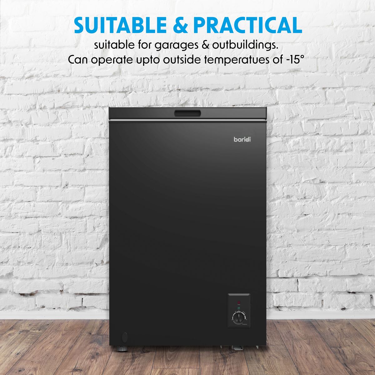 Baridi Freestanding Chest Freezer 99L Capacity - Black
