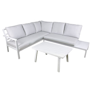 Dellonda Kyoto Aluminium Outdoor Corner Sofa & Coffee Table Set 3 Piece