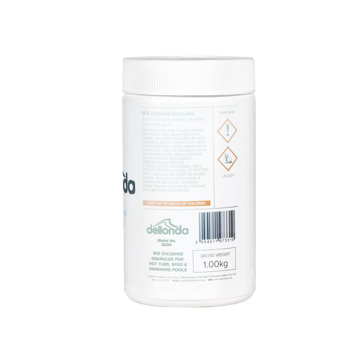 Dellonda Chlorine Granules for Hot Tubs/Spas & Swimming Pools 1kg