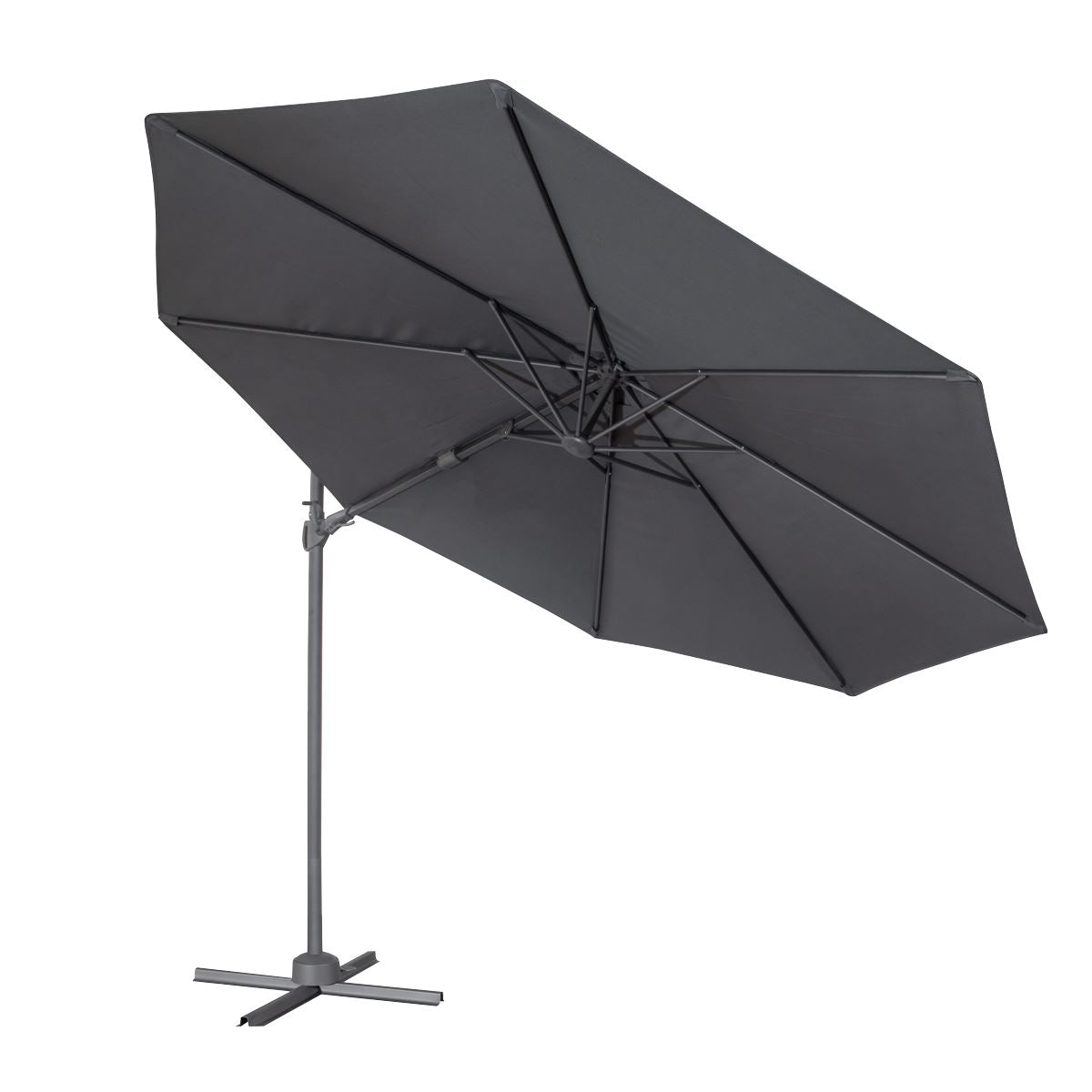 Dellonda Cantilever Parasol with 360° Rotation, Tilt & Cover 3m - Grey