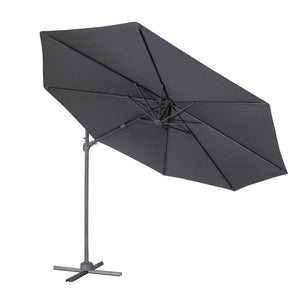 Dellonda Cantilever Parasol with 360° Rotation, Tilt & Cover 3m - Grey