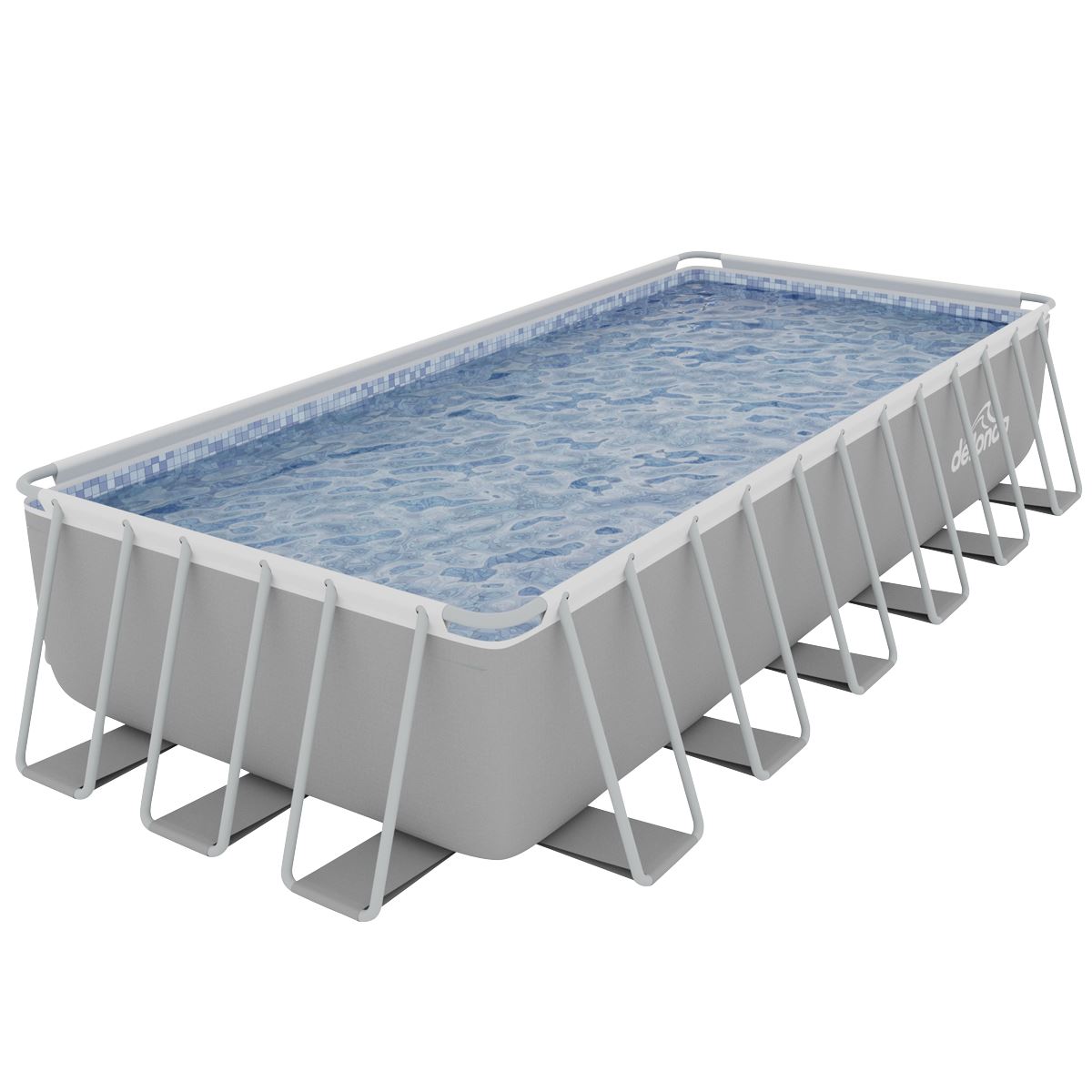Dellonda Deluxe Steel Frame Rectangular Swimming Pool with Step Ladder & Filter Pump 25ft