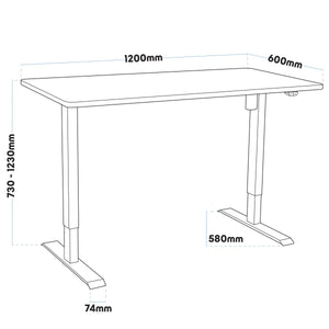 Dellonda Single Motor Ultra-Quiet Adjustable-Height Electric Sit/Stand Desk - Black Desktop