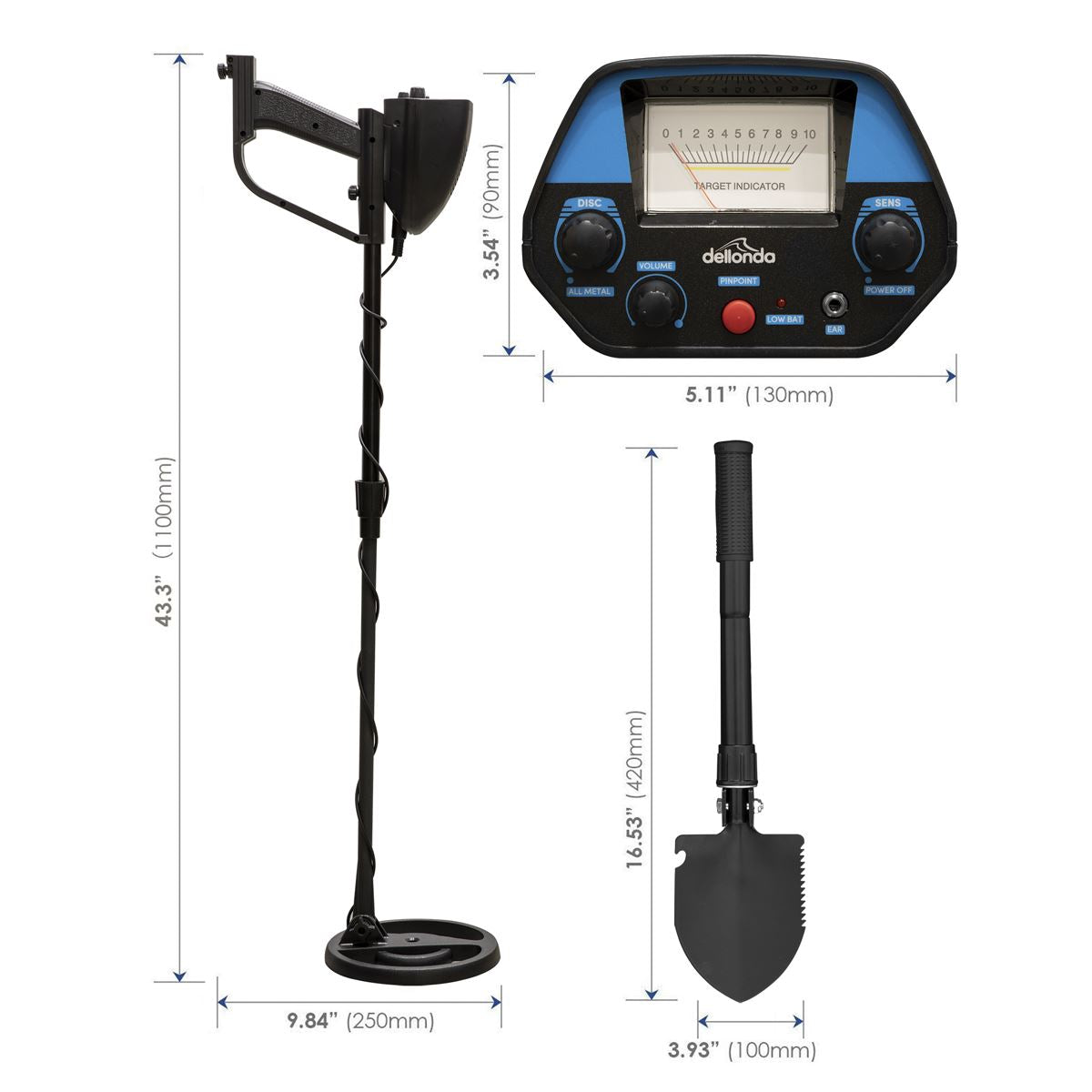 Dellonda Lightweight Metal Detector with High Accuracy Pinpoint Function