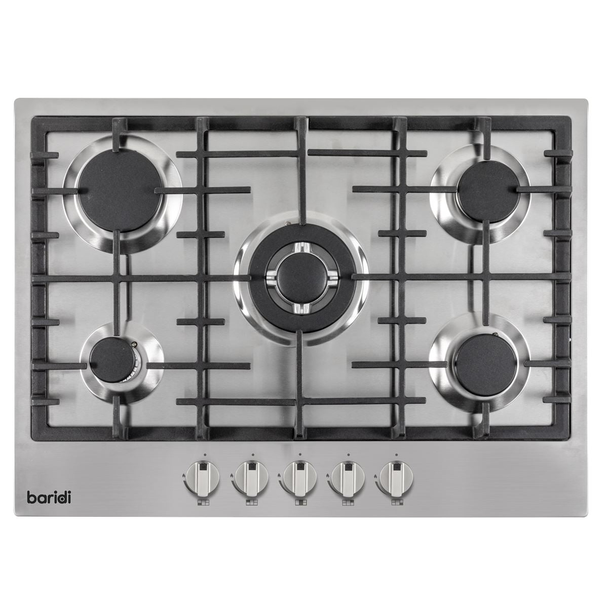 Baridi Gas Hob with 5 Cooking Zones 70cm - Stainless Steel