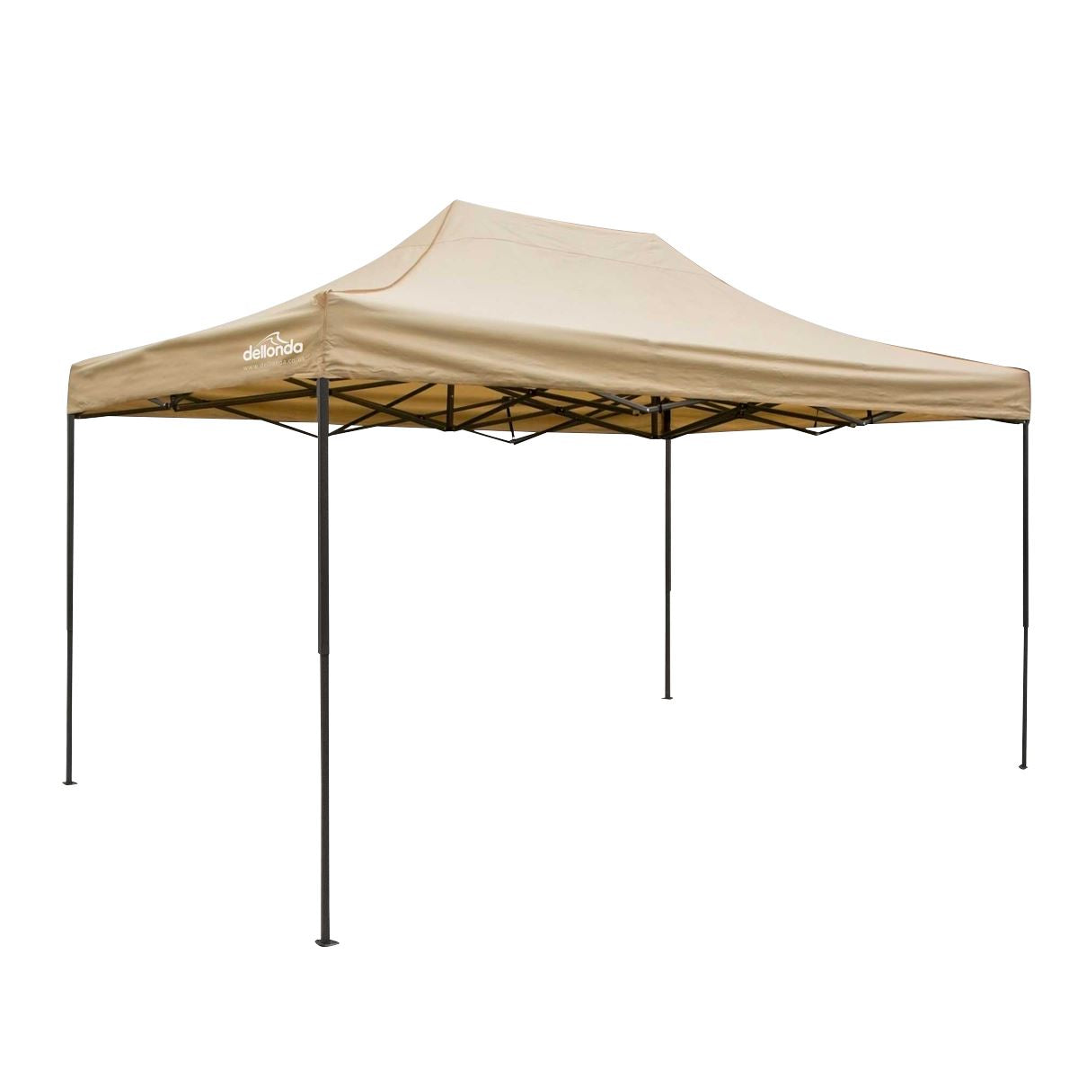 Dellonda Beige Premium 3 x 4.5m Pop-Up Gazebo, Heavy Duty, PVC Coated, Water Resistant Fabric, Supplied with Carry Bag & Accesories