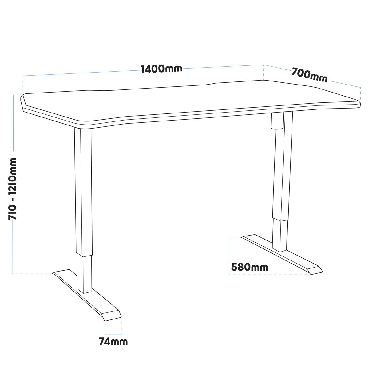 Dellonda Single Motor Ultra-Quiet Adjustable-Height Electric Sit/Stand Desk - Carbon Fibre Effect Desktop