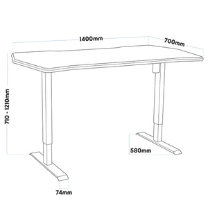 Dellonda Single Motor Ultra-Quiet Adjustable-Height Electric Sit/Stand Desk - Carbon Fibre Effect Desktop