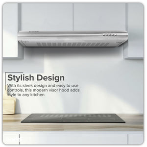 Baridi Visor Cooker Hood Extractor Fan 60cm - Stainless Steel