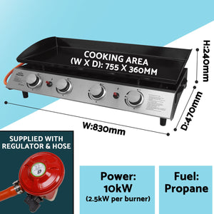 Dellonda 4 Burner Portable Gas Plancha