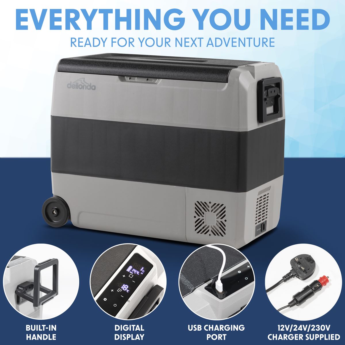 Dellonda Portable Fridge Freezer / Cool Box with LED Display 60L