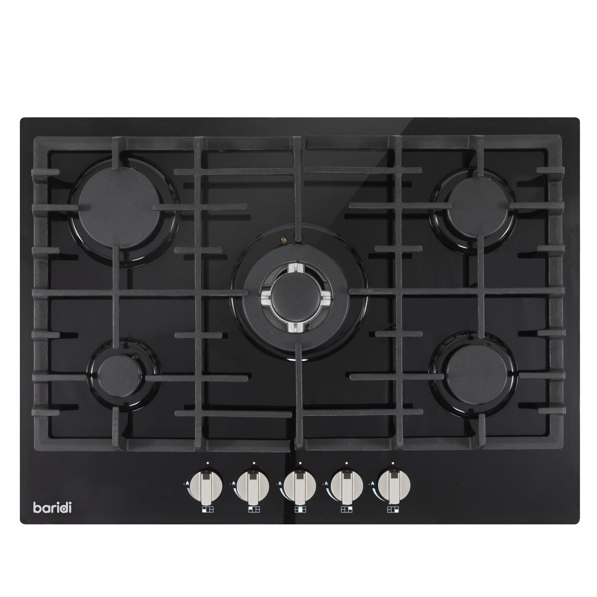 Baridi Gas Hob with 5 Cooking Zones 70cm - Black