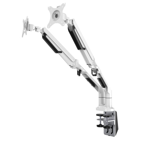 Dellonda Adjustable Double Monitor Arm with 360° Rotation - White
