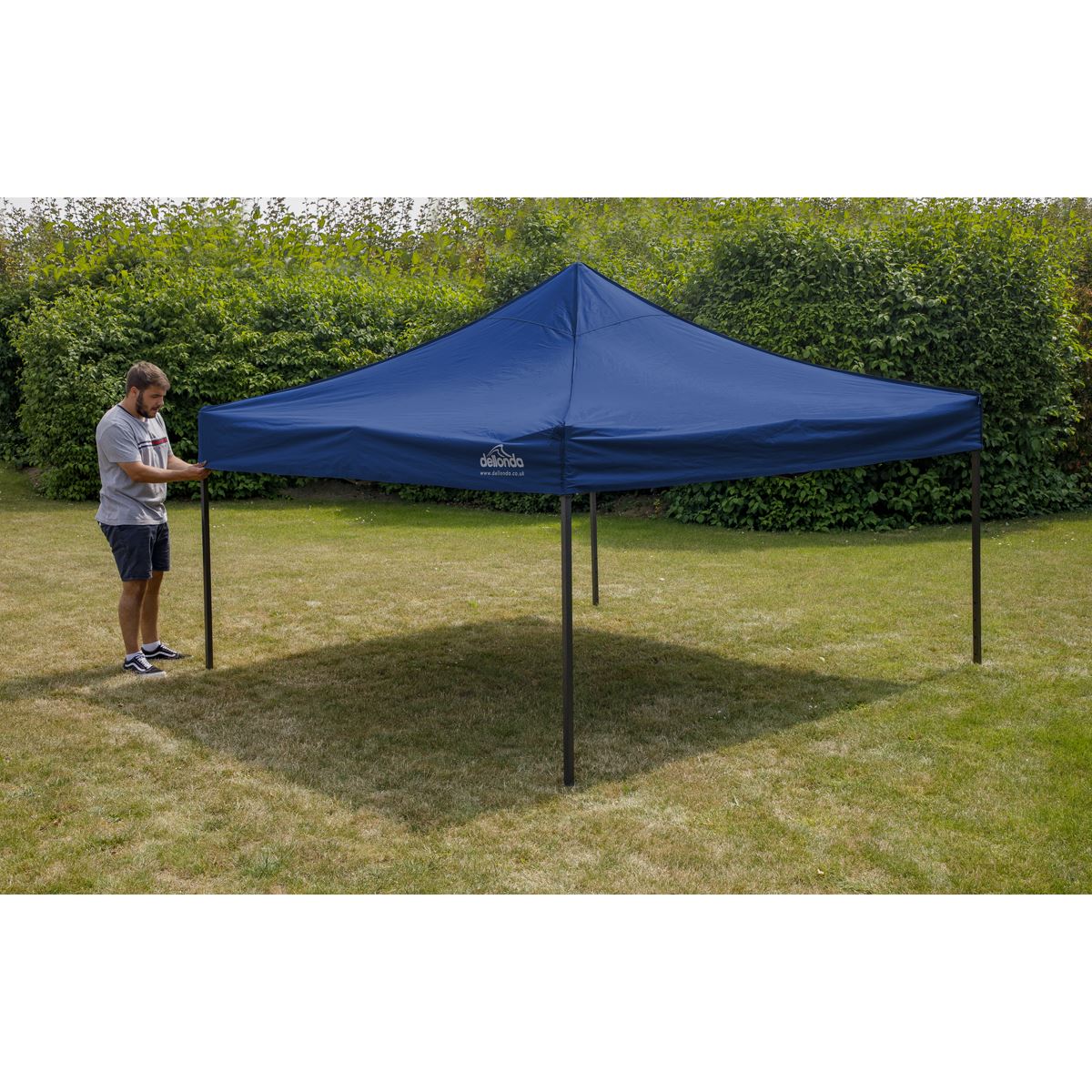 Dellonda Blue Premium 3 x 3m Pop-Up Gazebo, PVC Coated, Water Resistant Fabric, Supplied with Carry Bag & Accesories