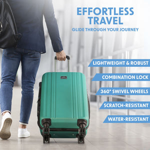Dellonda Lightweight ABS Luggage Set with TSA Lock - Teal
