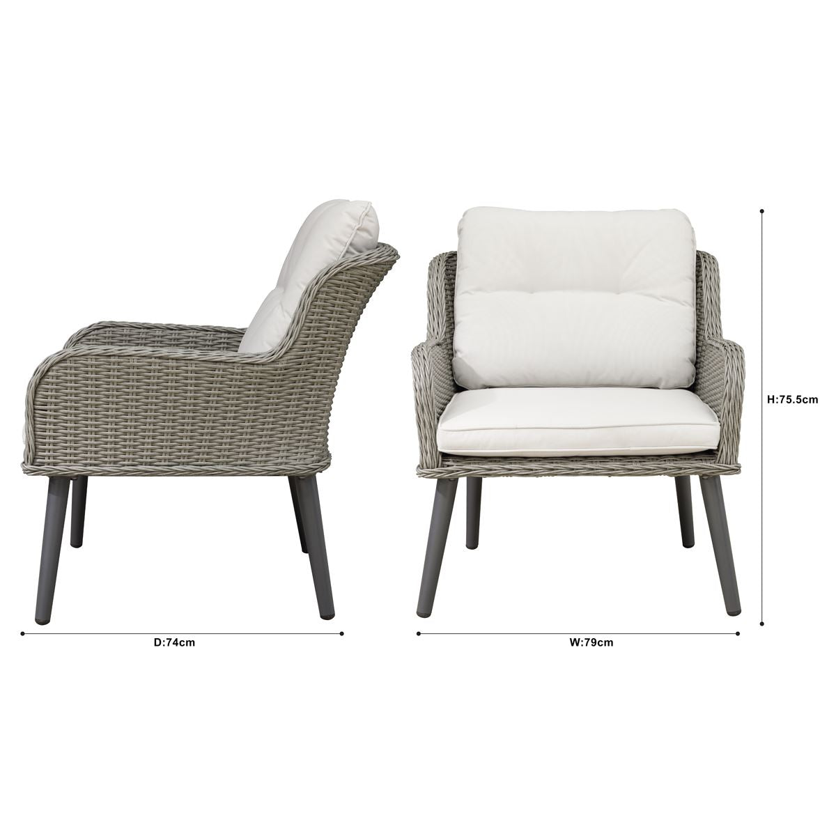 Dellonda Buxton Rattan Wicker Outdoor Garden Chair Set 2 Piece