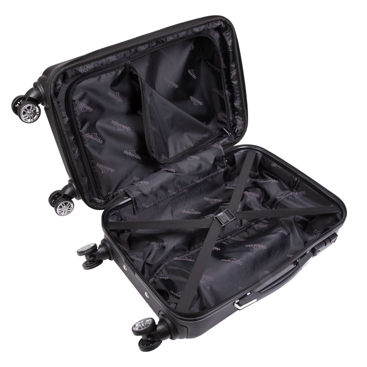 Dellonda Lightweight ABS Luggage Set with TSA Lock - Black