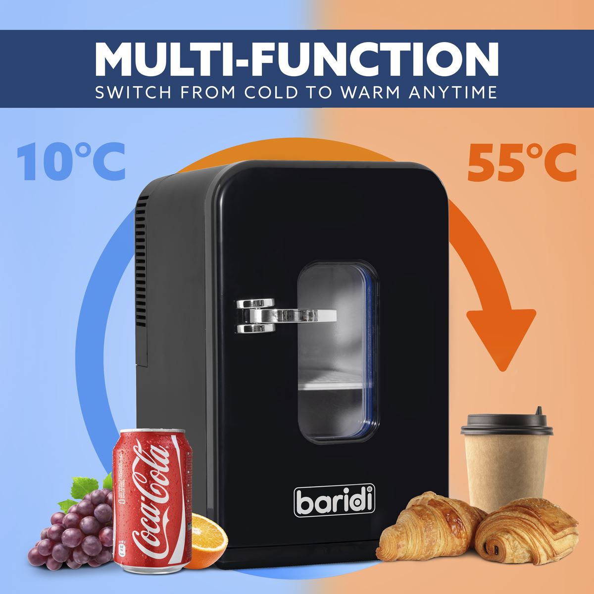 Baridi Mini Fridge/Warmer 15L Capacity 12V/230V - Black