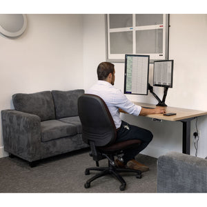 Dellonda Adjustable Double Monitor Arm with 360° Rotation - Black