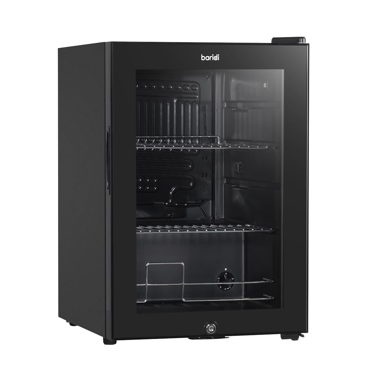Baridi Beer & Drinks Fridge with LED Light, Black and Glass Door 60L