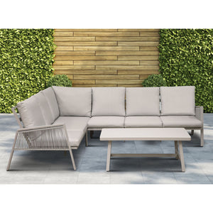 Dellonda Fusion Aluminium Outdoor Corner Sofa & Coffee Table Set 4 Piece