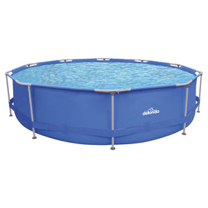 Dellonda Steel Frame Round Swimming Pool with Filter Pump 12ft - Blue