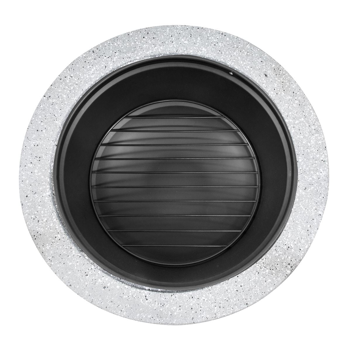 Round MgO Fire Pit with BBQ Grill, Ø75cm, Safety Mesh Screen - Light Grey