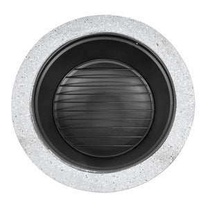 Round MgO Fire Pit with BBQ Grill, Ø75cm, Safety Mesh Screen - Light Grey