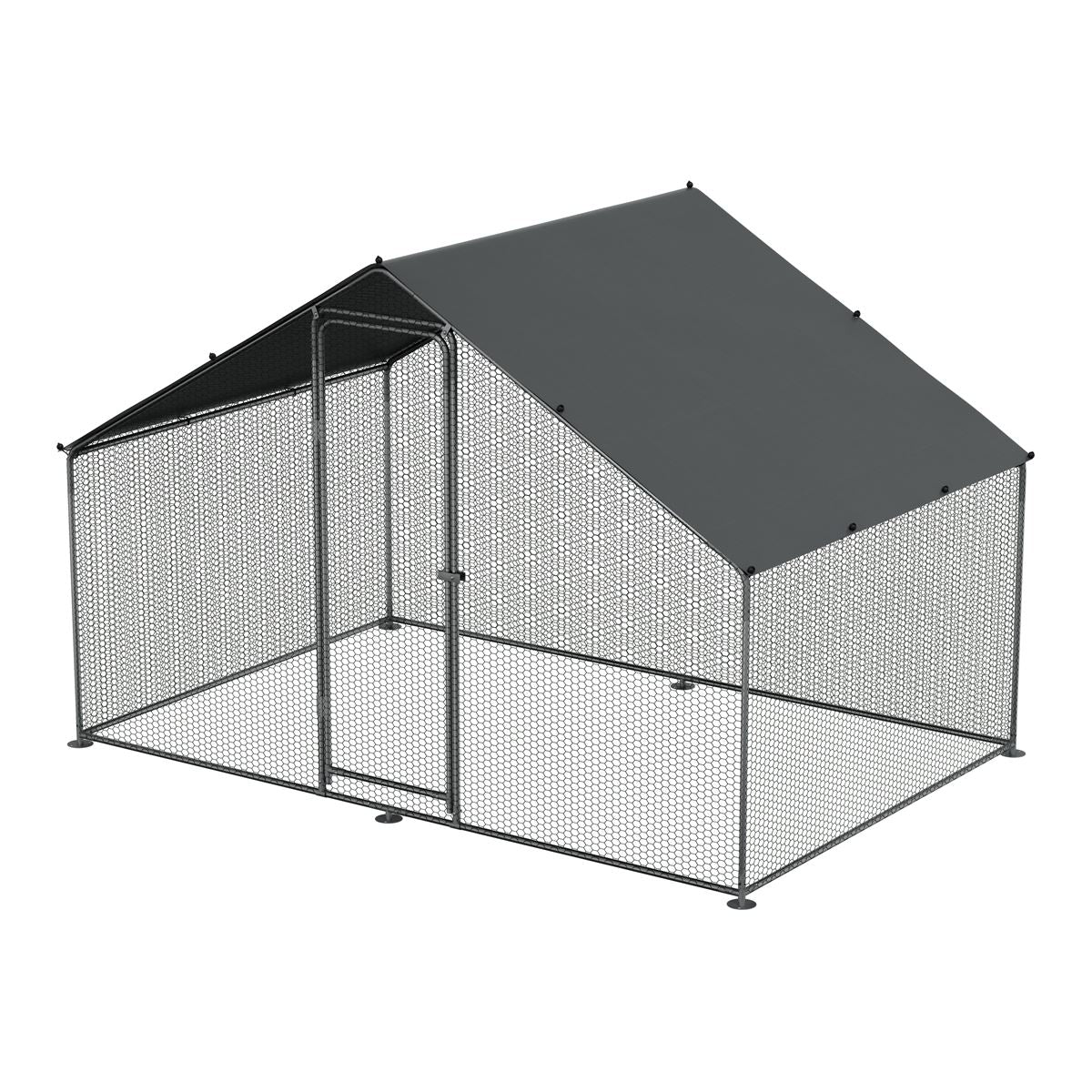 Dellonda Walk-In Galvanized Steel Chicken Run with Roof Cover & PVC Coated Chicken Wire