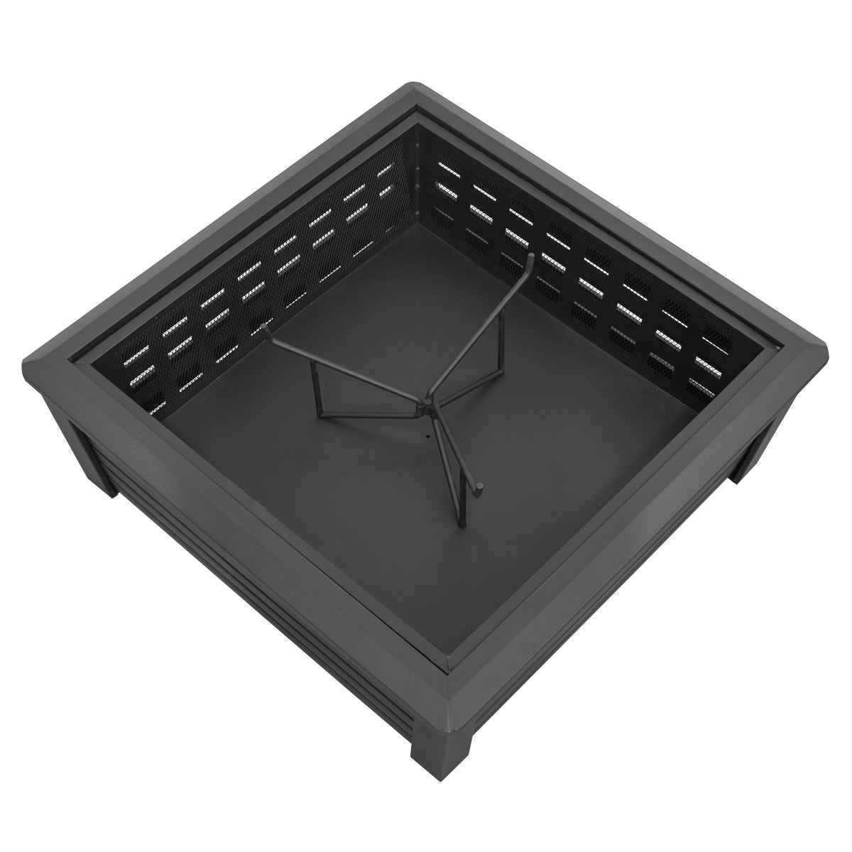 Fire Pit 89cm Square Outdoor Black