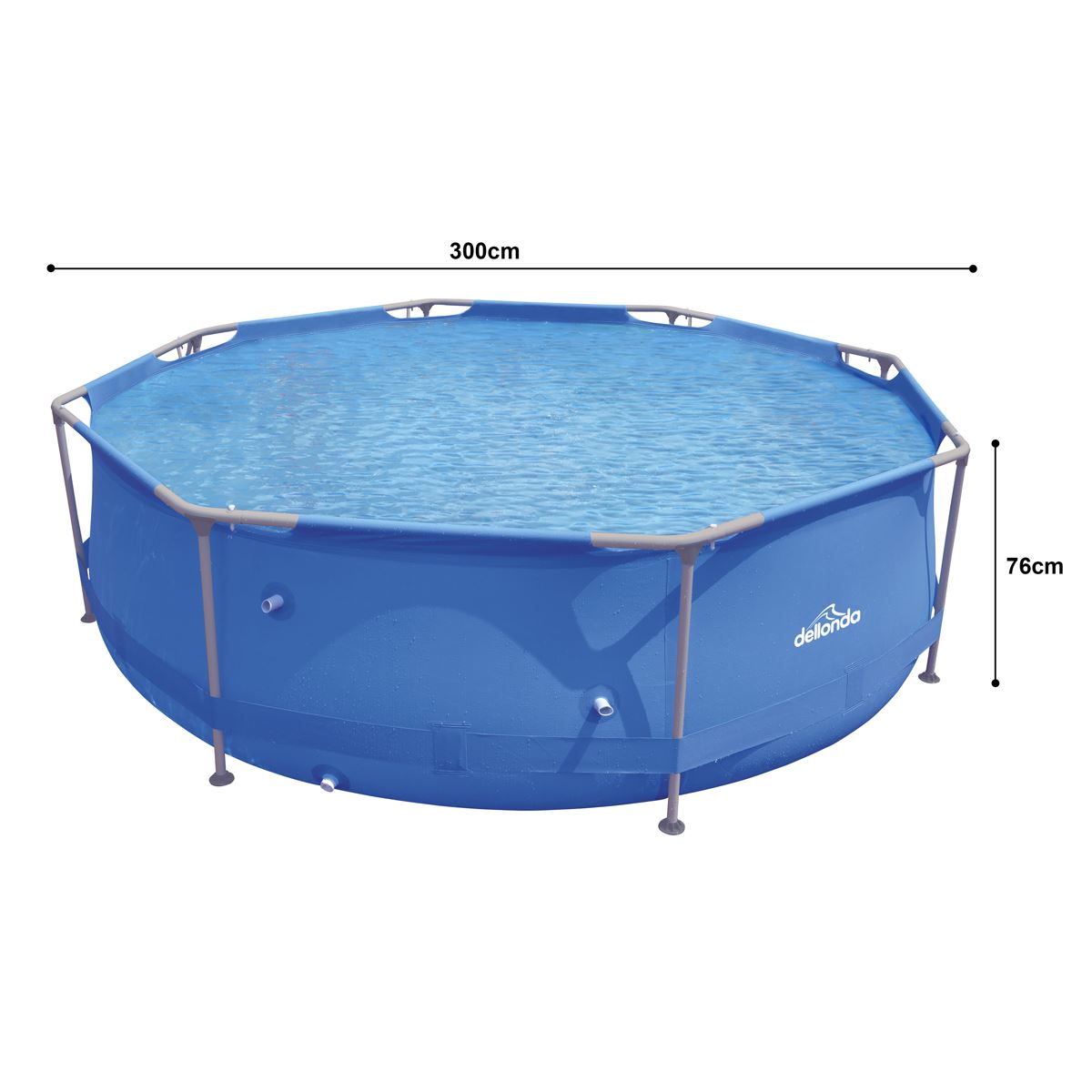 Dellonda Steel Frame Round Swimming Pool & Filter Pump 10ft - Blue