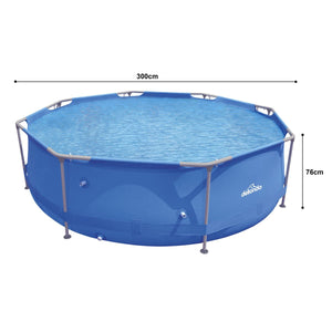 Dellonda Steel Frame Round Swimming Pool & Filter Pump 10ft - Blue