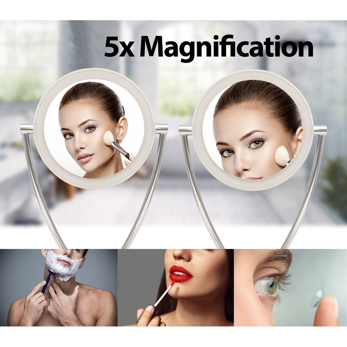Dellonda Freestanding Double-Sided LED Vanity Mirror 7.5"