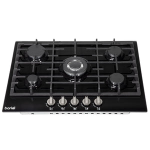 Baridi Gas Hob with 5 Cooking Zones 70cm - Black