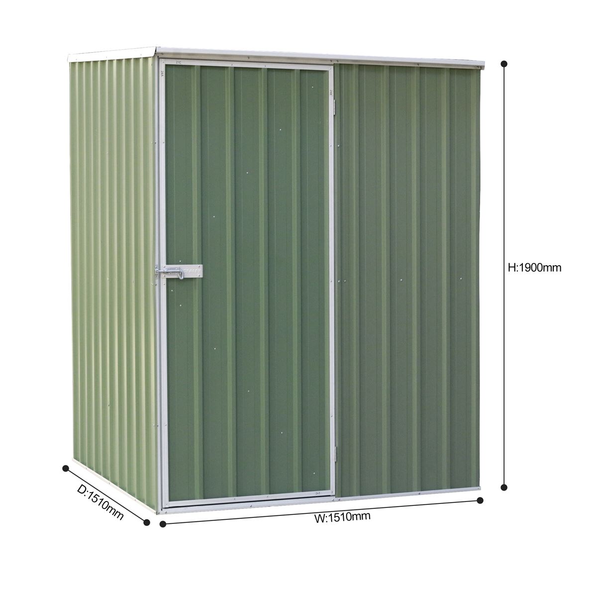 Dellonda Galvanized Steel Storage Shed with Pent Style Roof 151 x 151 x 200cm - Green