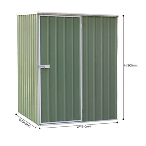 Dellonda Galvanized Steel Storage Shed with Pent Style Roof 151 x 151 x 200cm - Green