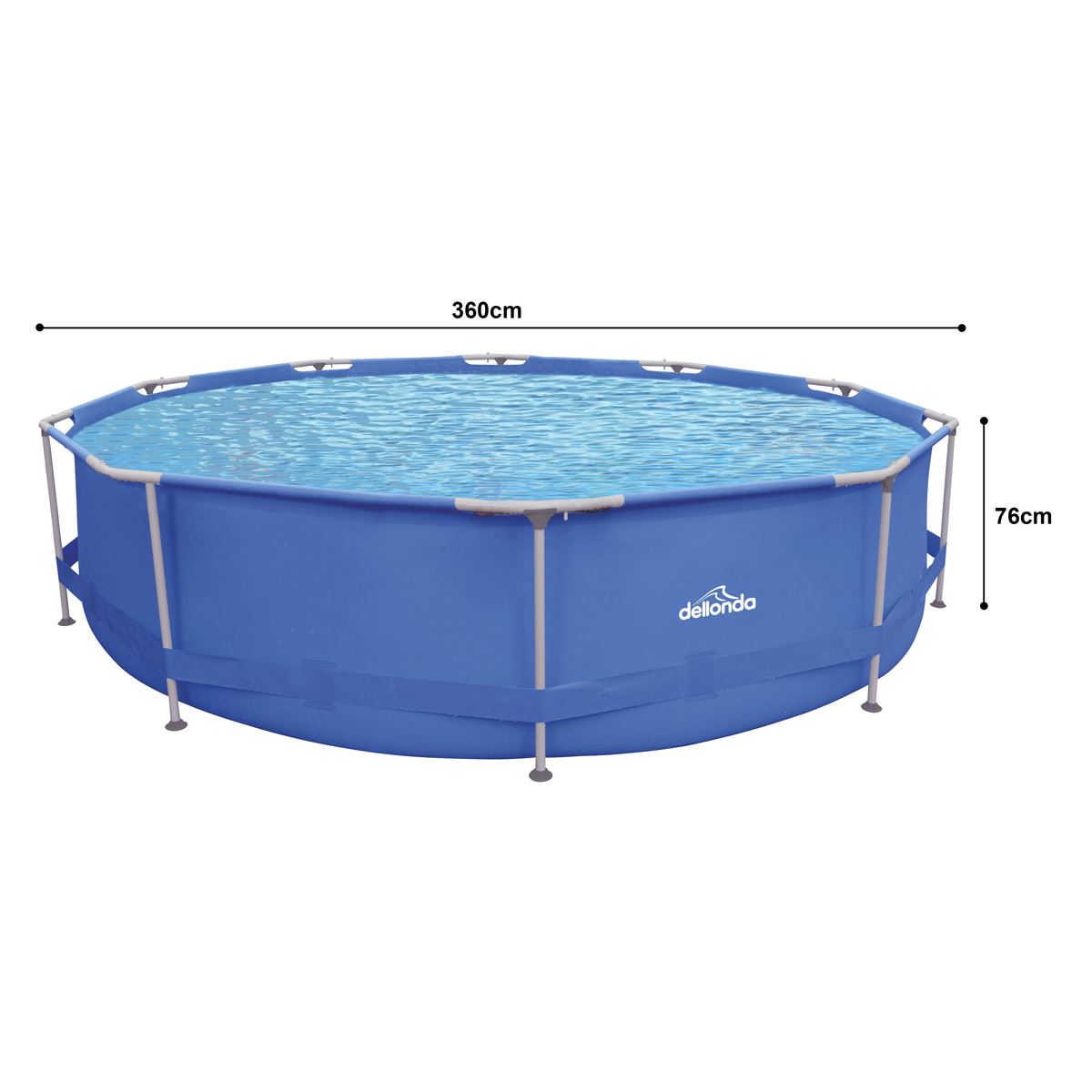 Dellonda Steel Frame Round Swimming Pool with Filter Pump 12ft - Blue