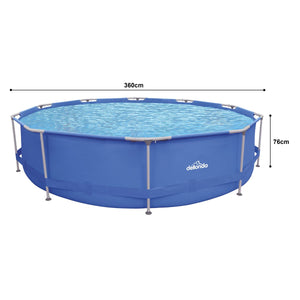 Dellonda Steel Frame Round Swimming Pool with Filter Pump 12ft - Blue