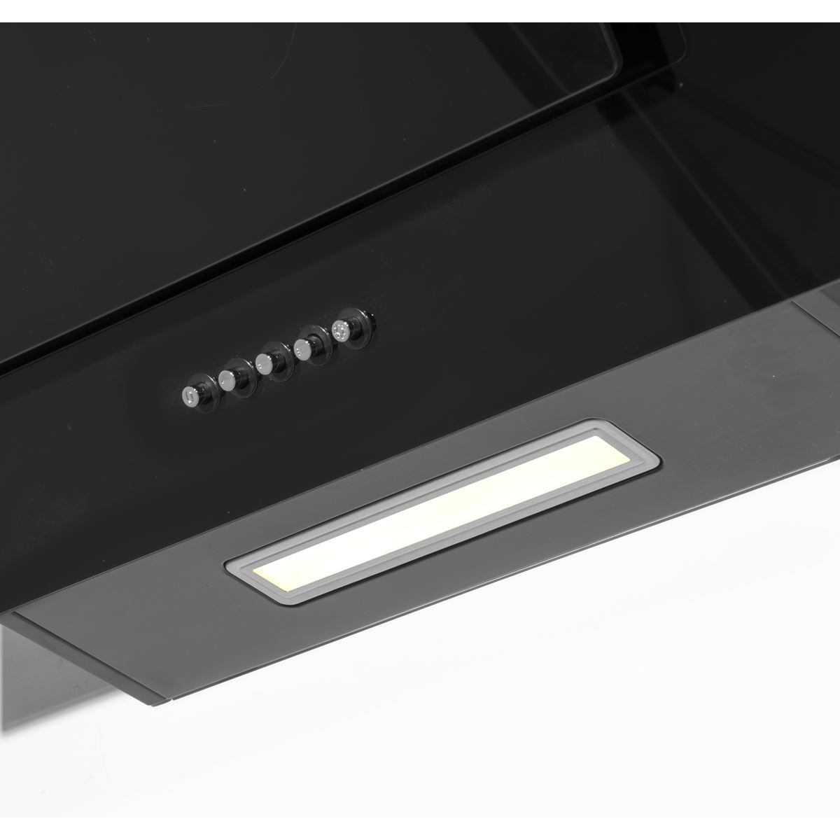 Baridi Angled Chimney Cooker Hood with Carbon Filters & LED Lamp 90cm, Energy Class A - Black Glass