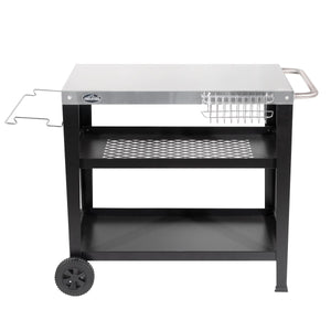 Dellonda Plancha Trolley with Utensil Holder - Stainless Steel Top