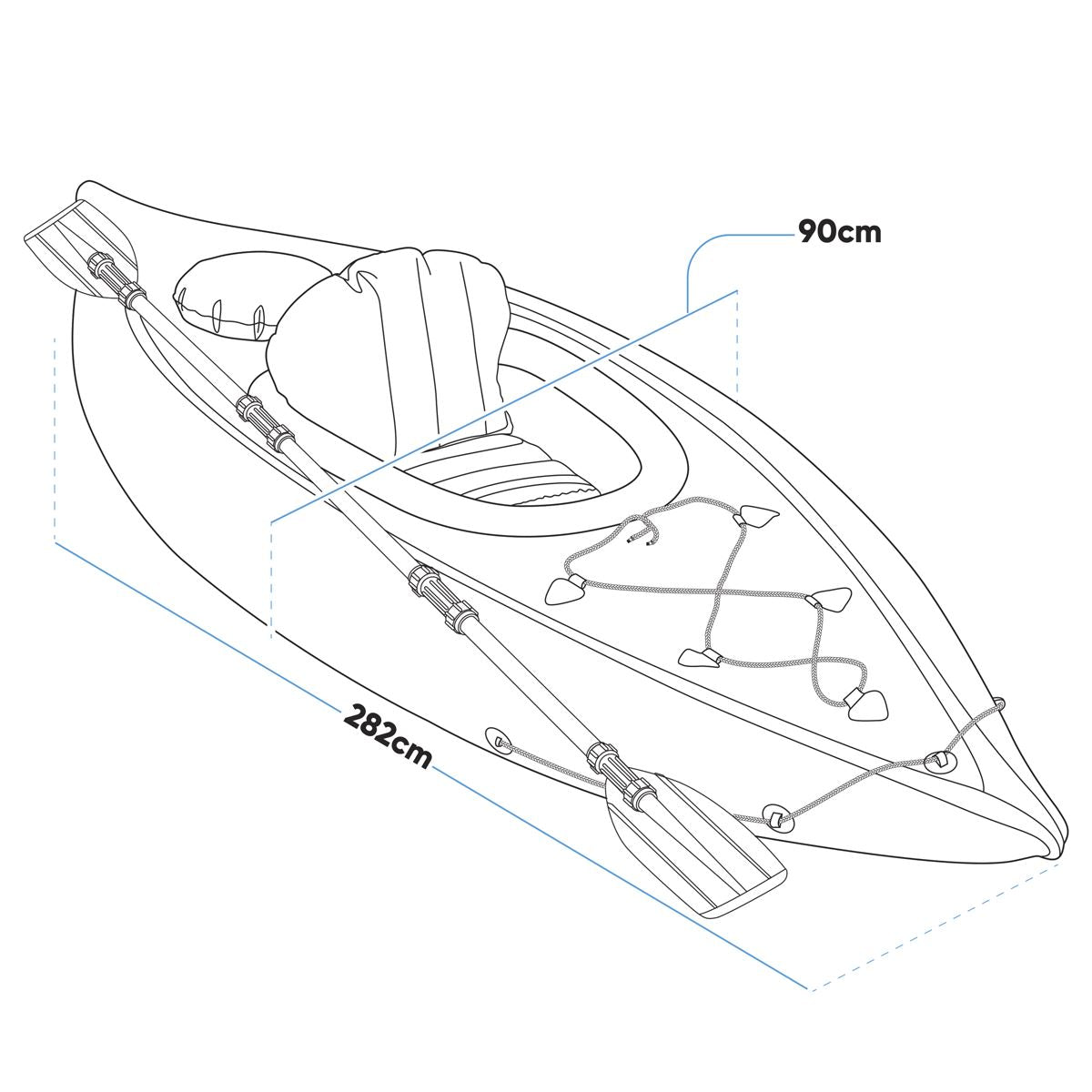 Dellonda Inflatable One-Person Kayak/Canoe Set with Pump, Carry Bag & Aluminium Oar - Blue/Green